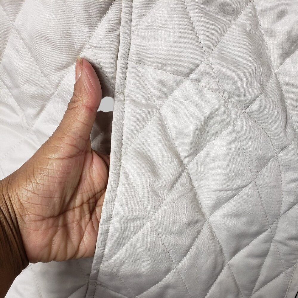 Sun Moda Diamond Quilted Vest With Black Corduroy Collar Cream & Blk Large - Picture 7 of 10